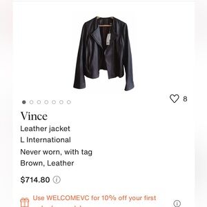 Vince black leather jacket size medium